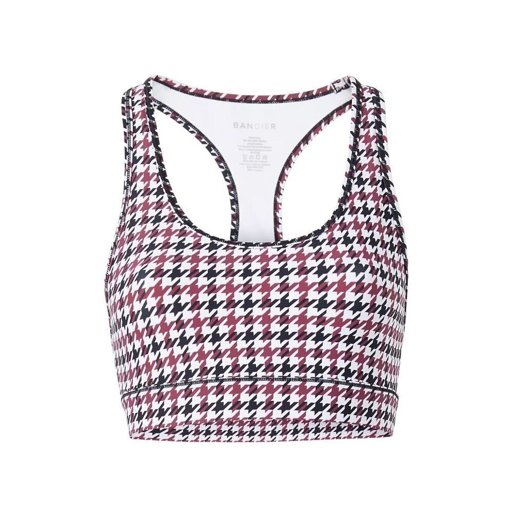 Bandier center stage houndstooth sports bra Small